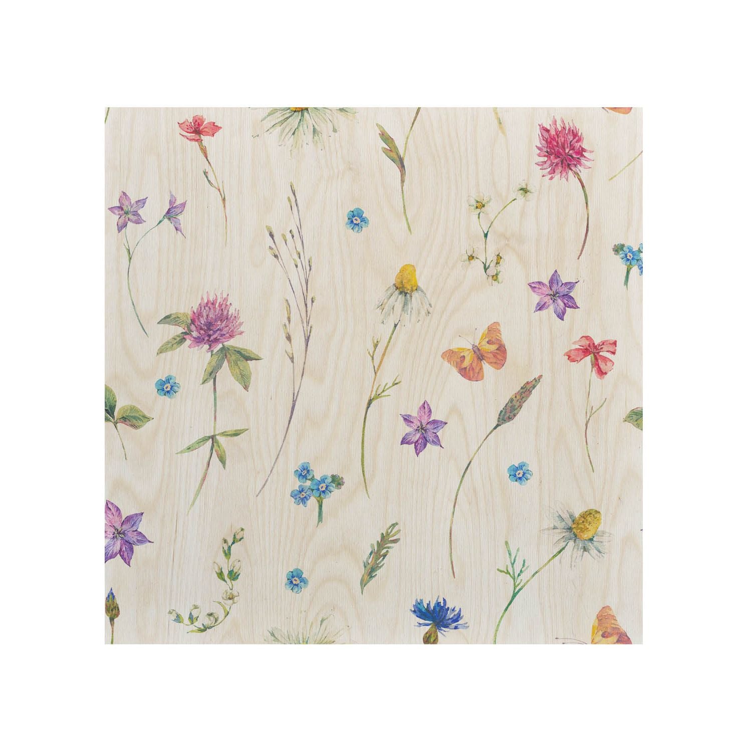 Holztisch Watercolor Wild Flowers-50x50 CM