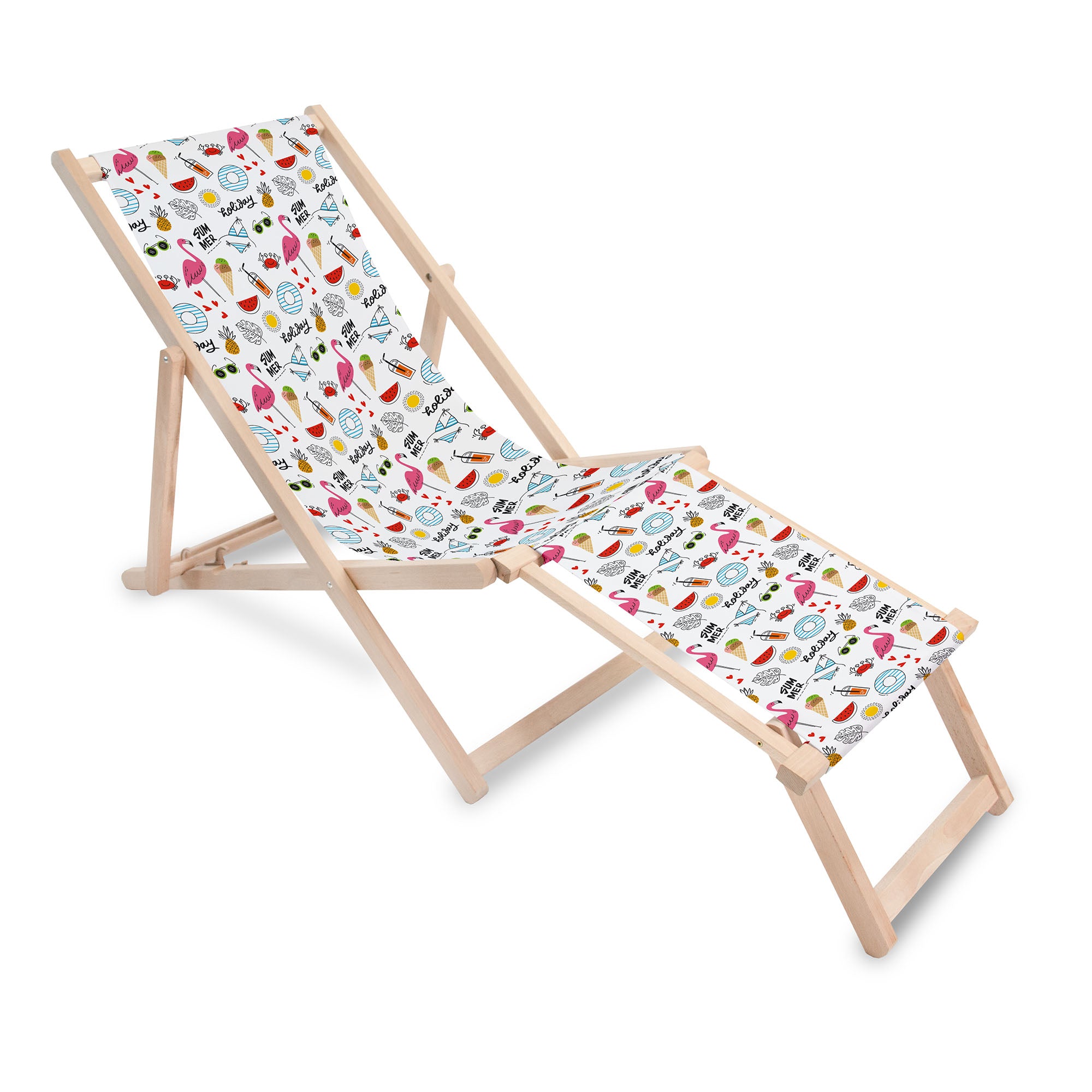 Holzliegestuhl mit Fußstütze Sommer