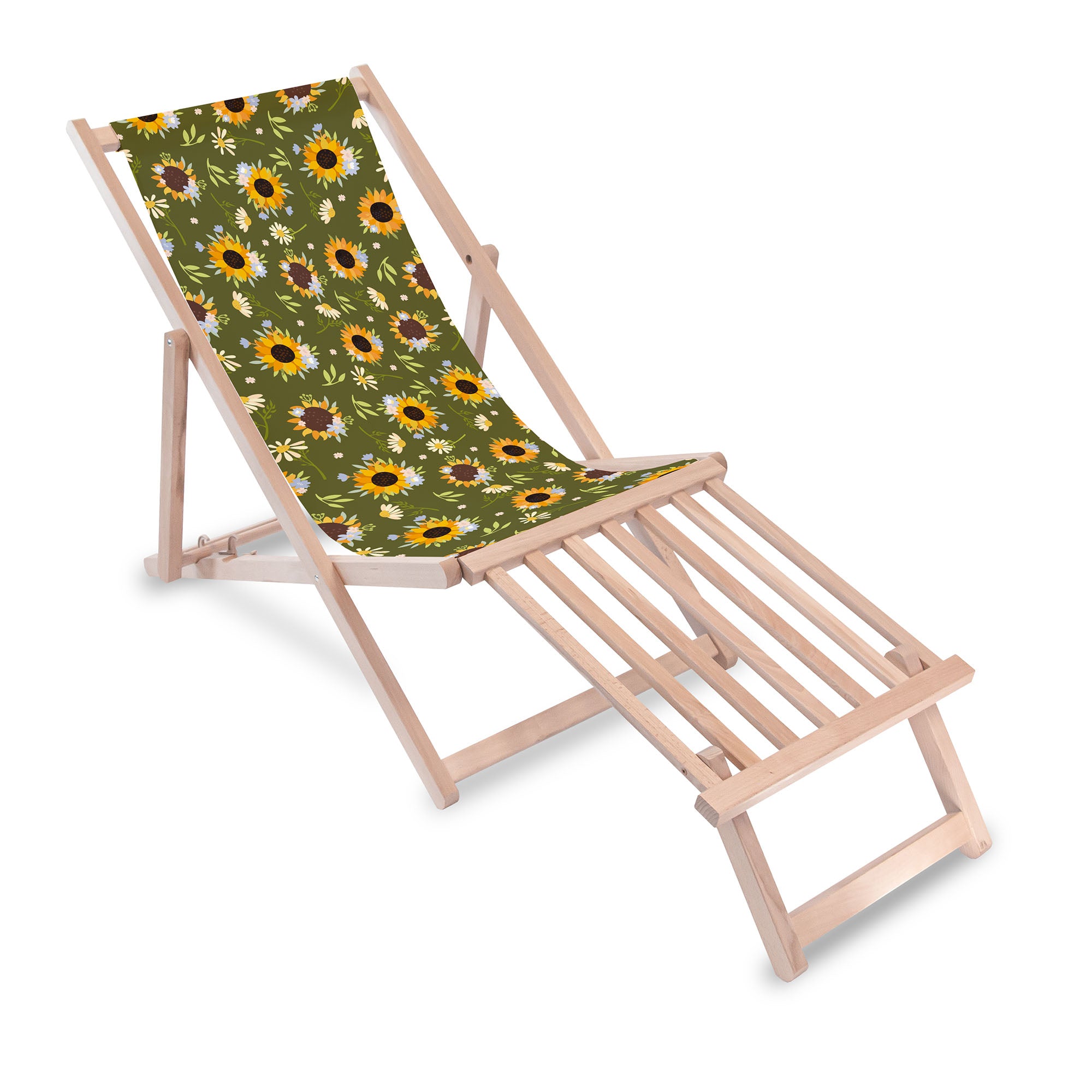 Holzliegestuhl mit Holzfußstütze Sunflowers