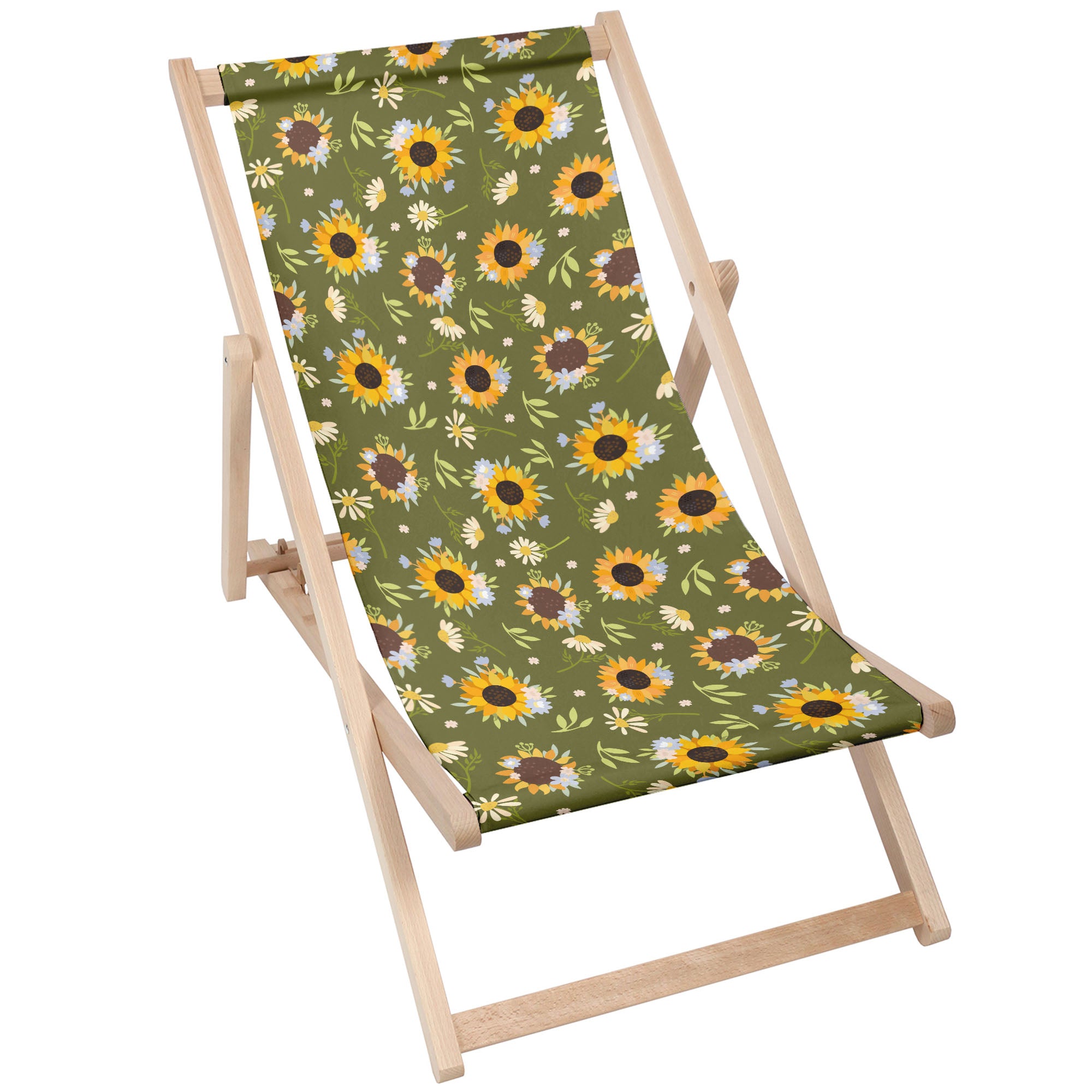 Holzliegestuhl Sonnenblumen-M