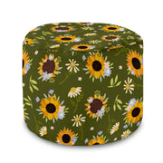 Runder Hocker Fußhocker Sonnenblumen-Oxford