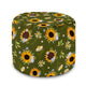 Runder Hocker Fußhocker Sonnenblumen-Velvet