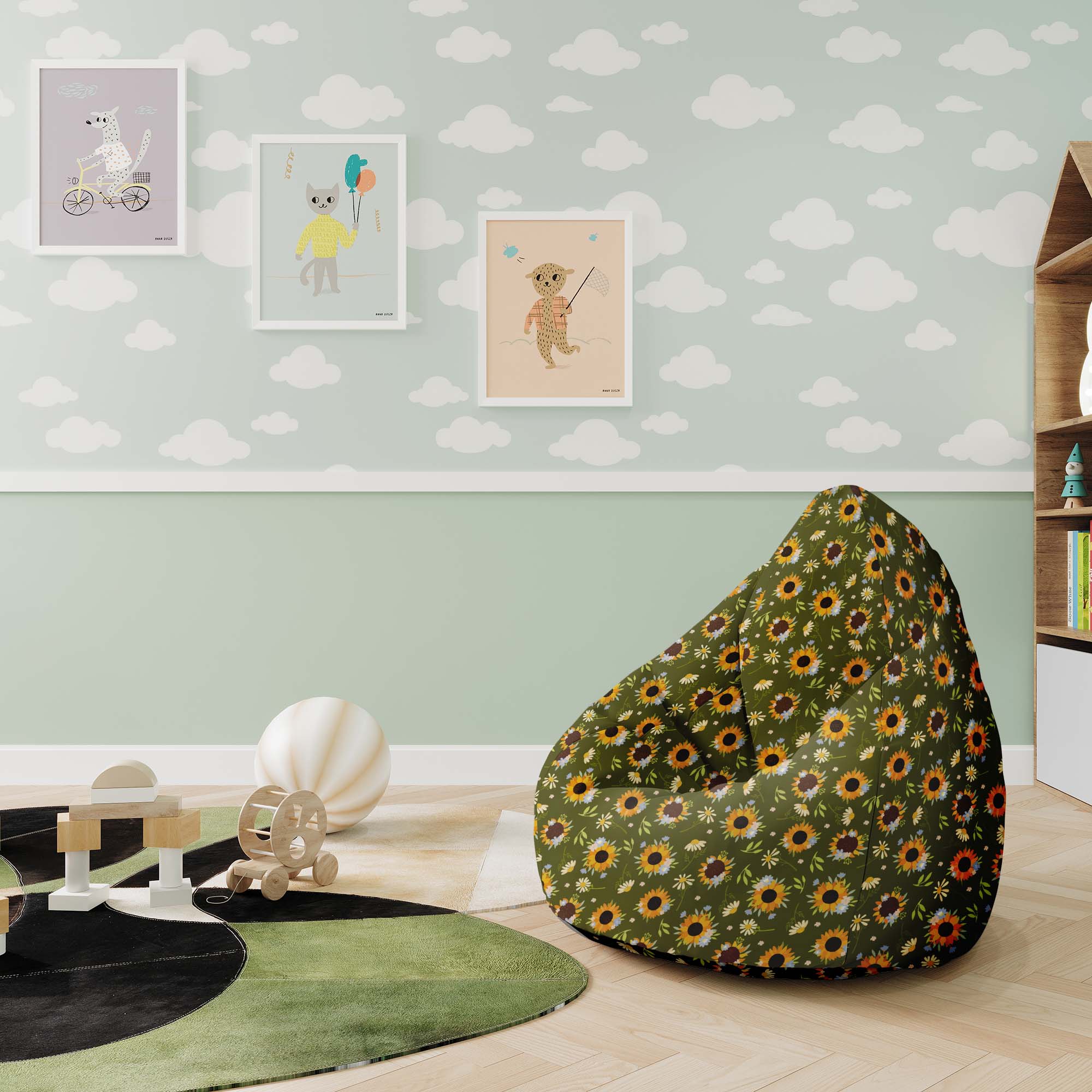 Puf Pearshape Sunflowers-S-Velvet