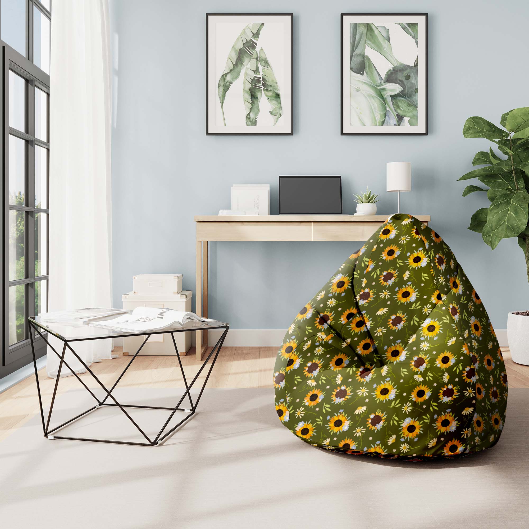 Puf Pearshape Sunflowers-S-Velvet