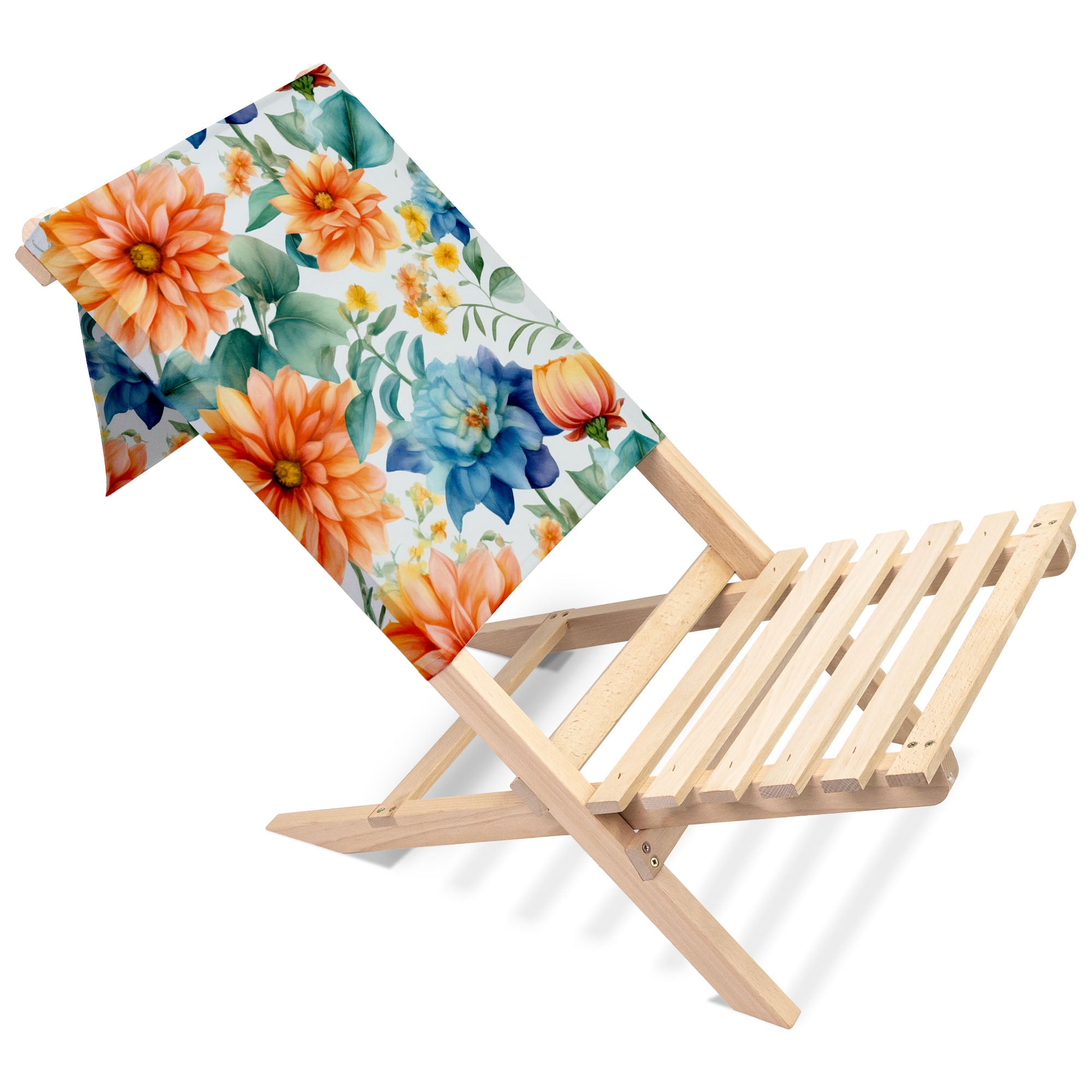 Klappbarer Strandstuhl Aquarell-Blätter und Blumen