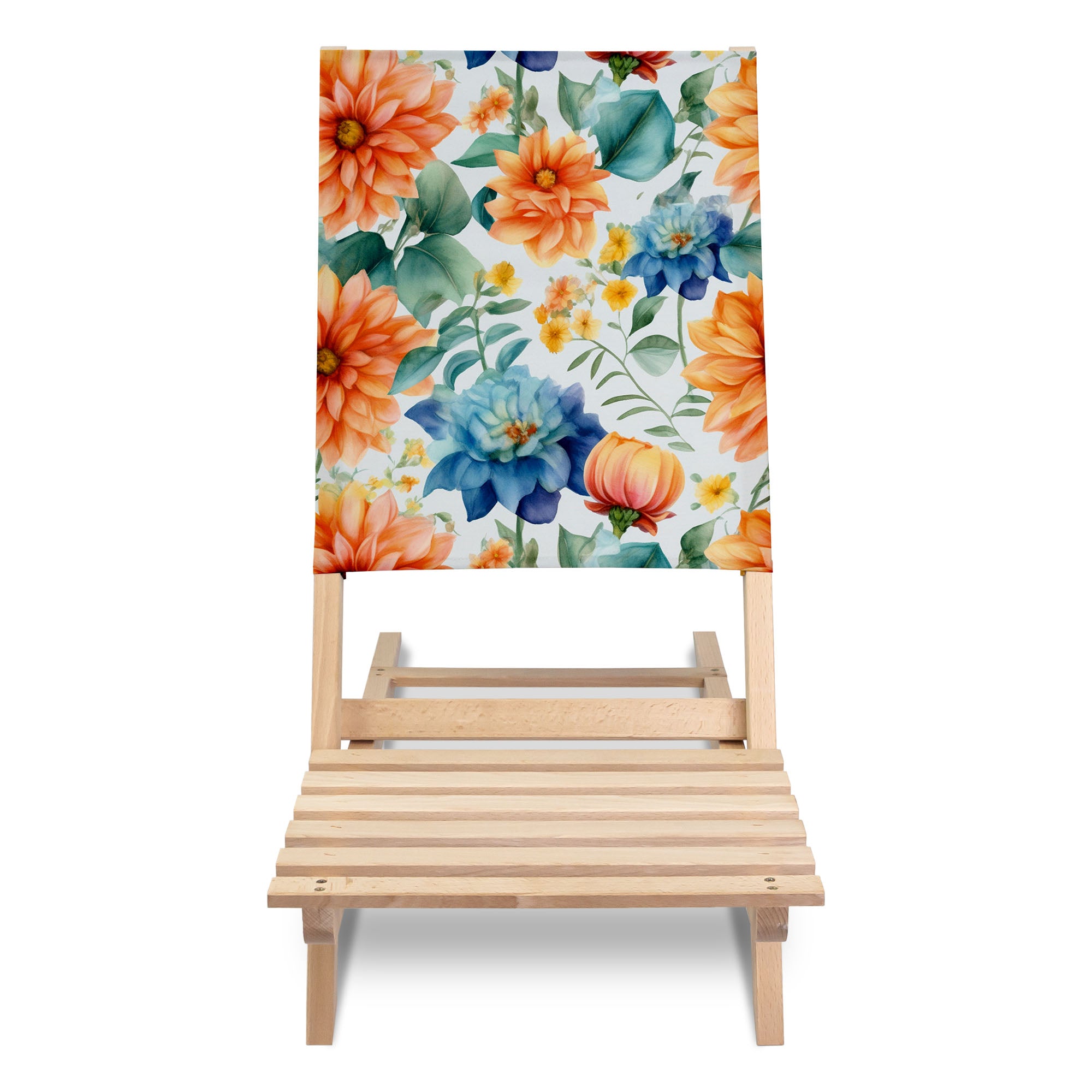 Klappbarer Strandstuhl Aquarell-Blätter und Blumen