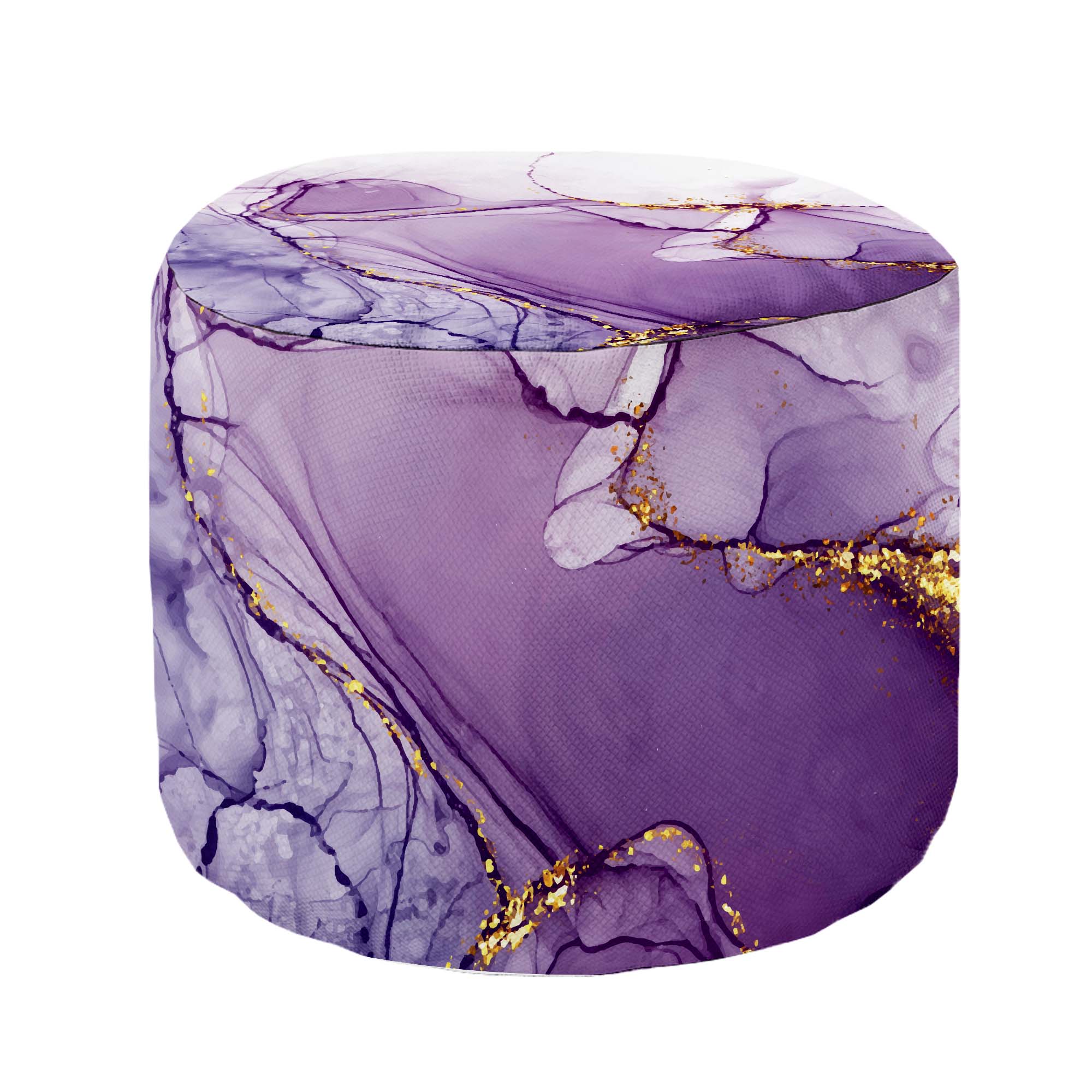 Round Pouf Footstool Watercolor Abstract Violet