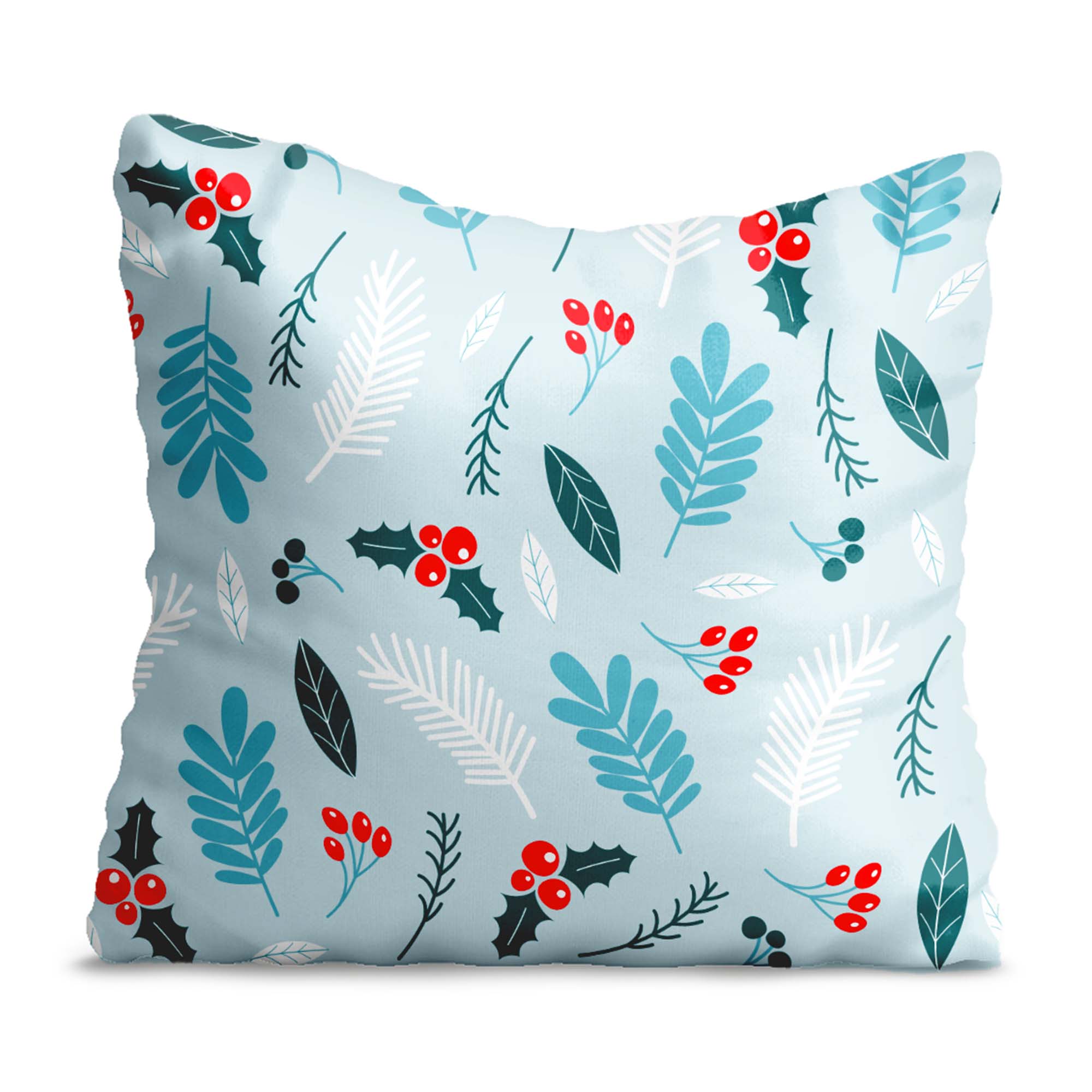 Kissen Winter Nahtloses Muster mit Stechpalmenbeeren-Panama
