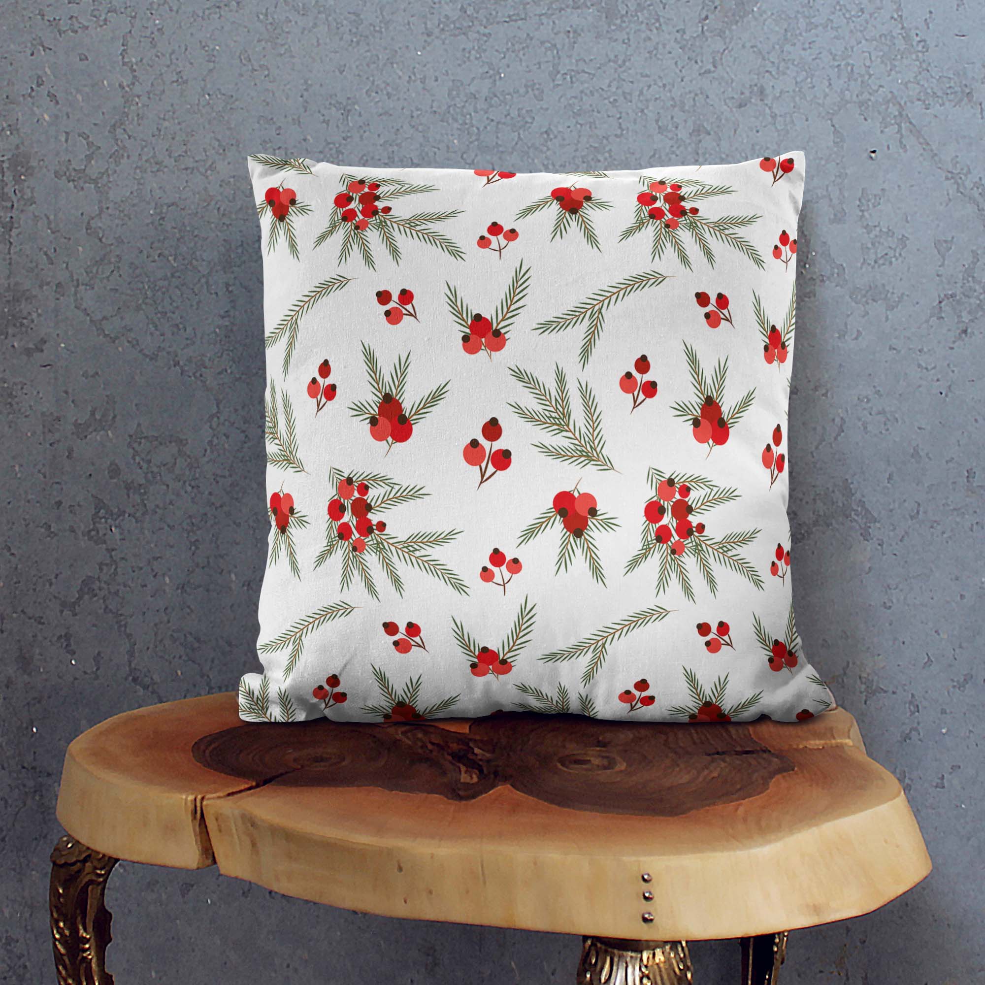 Winter Season Red Berries Pillow