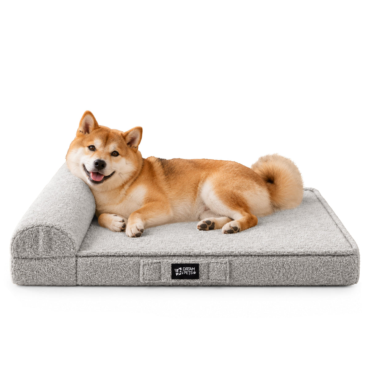 Orthopädisches Tierbett Fjord mit Halbrolle Boucle
