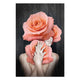 Bild Holz Frau umarmt Blumen-70x90 cm