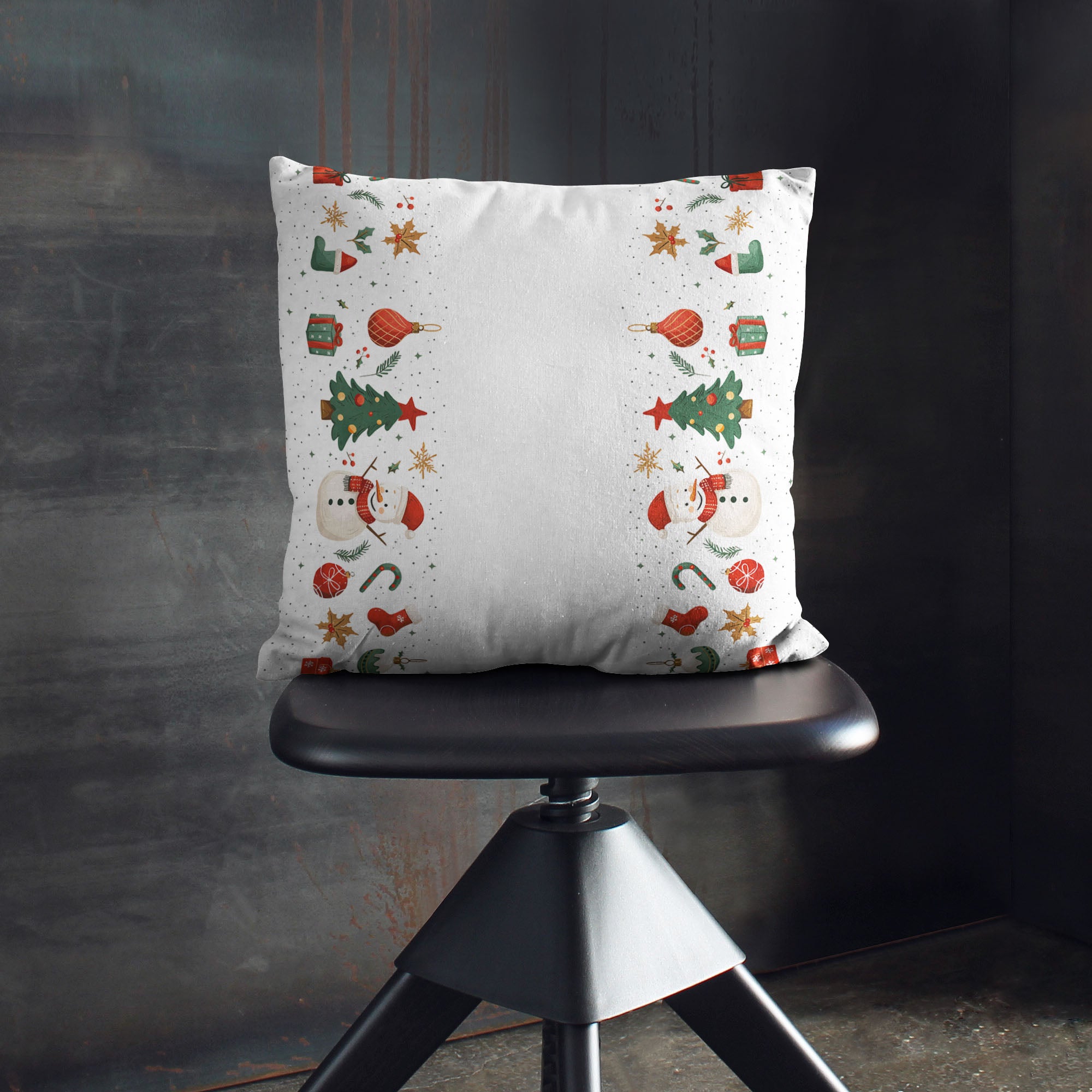 Xmas Snowman Velvet Pillow