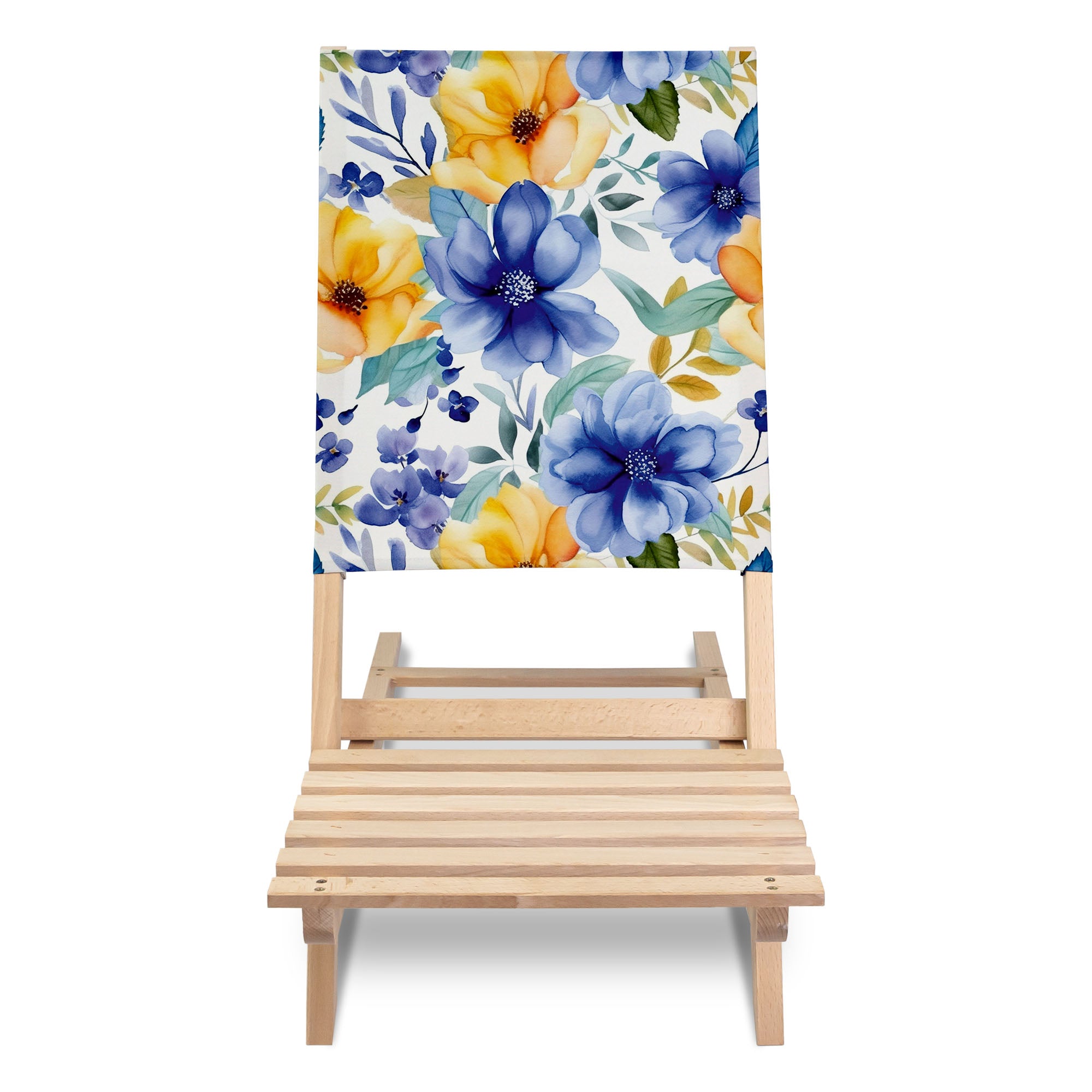 Klappbarer Strandstuhl Gelbe und blaue Blumen