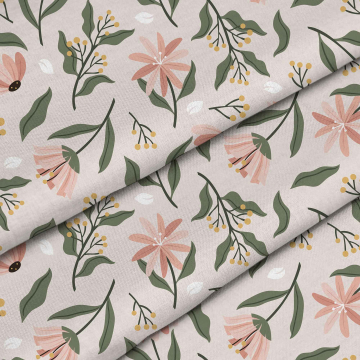 Stoff Peach Tones Flowers