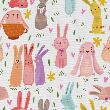 Stoff Colorful Rabbits