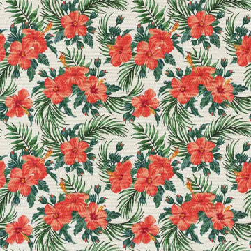 Stoff Orange Hibiscus