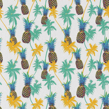 Stoff Pineapples on Palm Trees