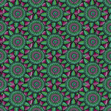 Stoff Green Boho Flowers