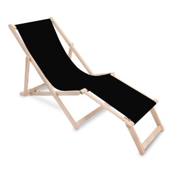 Holz Liegestuhl mit Fußstütze Black