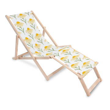Holz Liegestuhl mit Fußstütze Yellow Cute Daisy Flowers