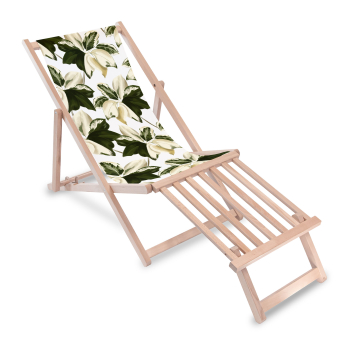 Holz Liegestuhl mit Holz-Fußstütz Botanical Leaves