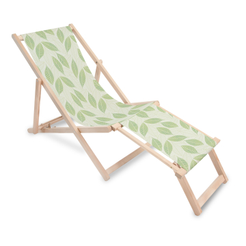 Holz Liegestuhl mit Fußstütze Light Green Leaves