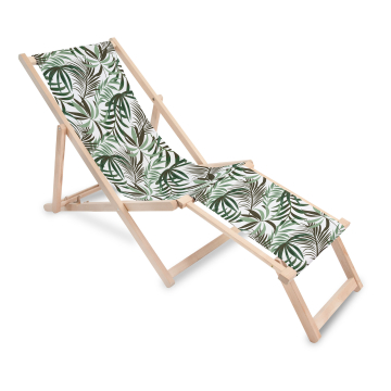 Holz Liegestuhl mit Fußstütze Green Tropical