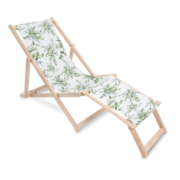 Holz Liegestuhl mit Fußstütze Eucalyptus Leaves