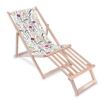 Holz Liegestuhl mit Holz-Fußstütz Dried Flowers