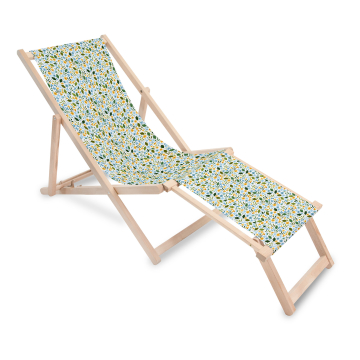 Holz Liegestuhl mit Fußstütze Forget me not