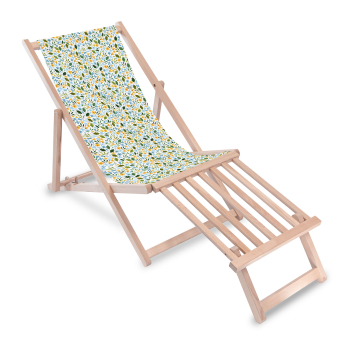 Holz Liegestuhl mit Holz-Fußstütz Forget me not