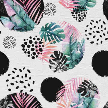 Stoff Abstract Leafy Circles