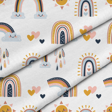 Stoff Cartoon Rainbow And Sun