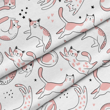 Stoff Pink Cats