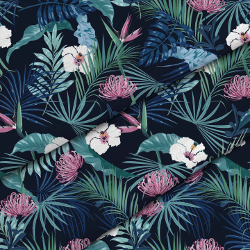 Stoff Blue Dark Garden