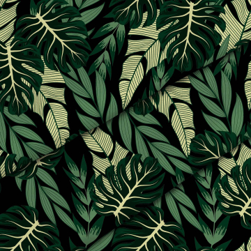 Stoff Dark Green Monstera