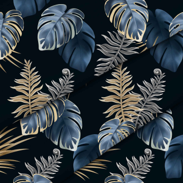 Stoff Blue And Gold Tropical