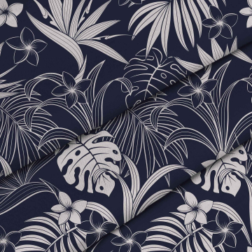 Stoff Dark Blue And White Exotic