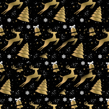 Stoff Black and Golden Christmas