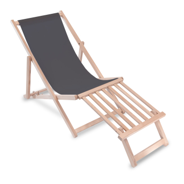 Holz Liegestuhl mit Holz-Fußstütz Charcoal