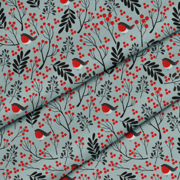 Stoff Christmas Bullfinch