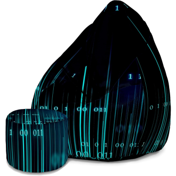 Sitzsack Pearshape mit Fußstütze Binary Code