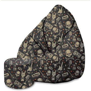 Sitzsack Pearshape mit Fußstütze Skull
