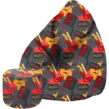 Sitzsack Pearshape mit Fußstütze Music