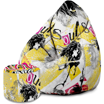 Sitzsack Pearshape mit Fußstütze Screaming Faces
