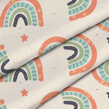 Stoff Boho Rainbow with Stars