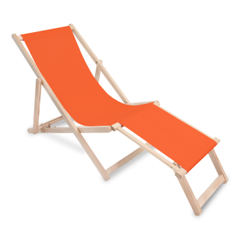 Holz Liegestuhl mit Fußstütze Orange