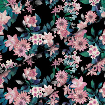 Stoff Dark Botanic Pink