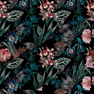 Stoff Dark Botanic