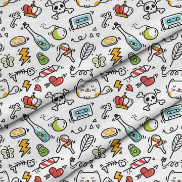 Stoff Cartoon Creepy Cats